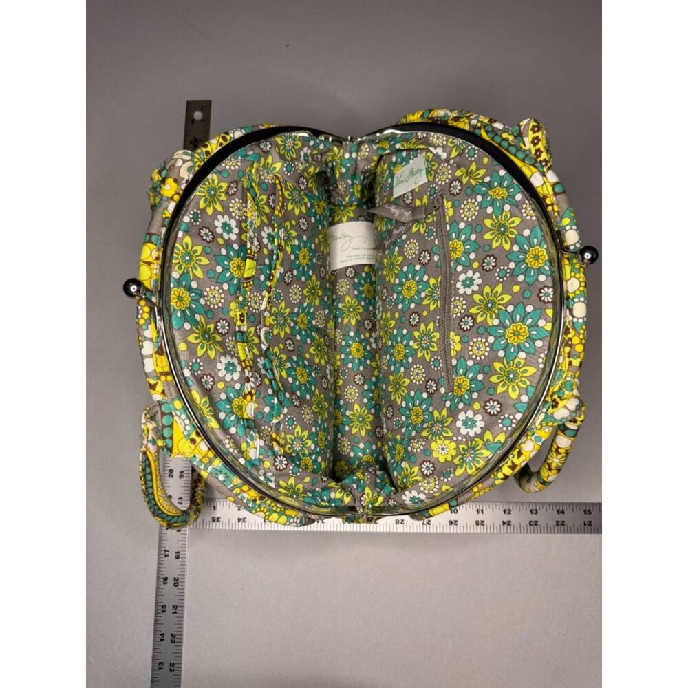 Vera Bradley Eloise Framed Handbag Retired Lemon Parfait NWT Yellow Teal Paisley - Picture 2 of 7